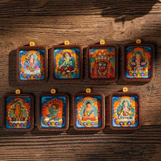 KyLin Aura Tibetan Hand-Painted 3D Thangka Buddha Pendant Necklace