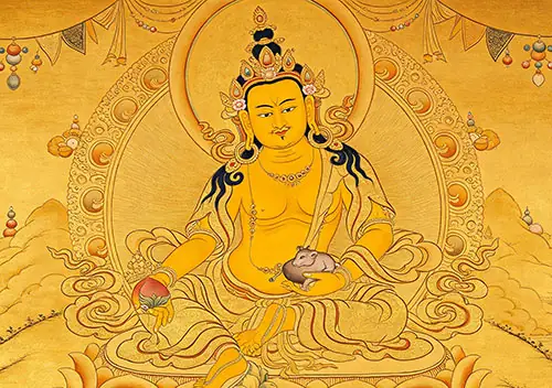 Yellow Jambhala Pendant: Tibetan Wealth Deity for Career Success
